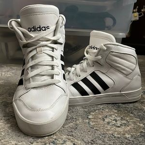 Adidas Black and White High Tops Size 9.5